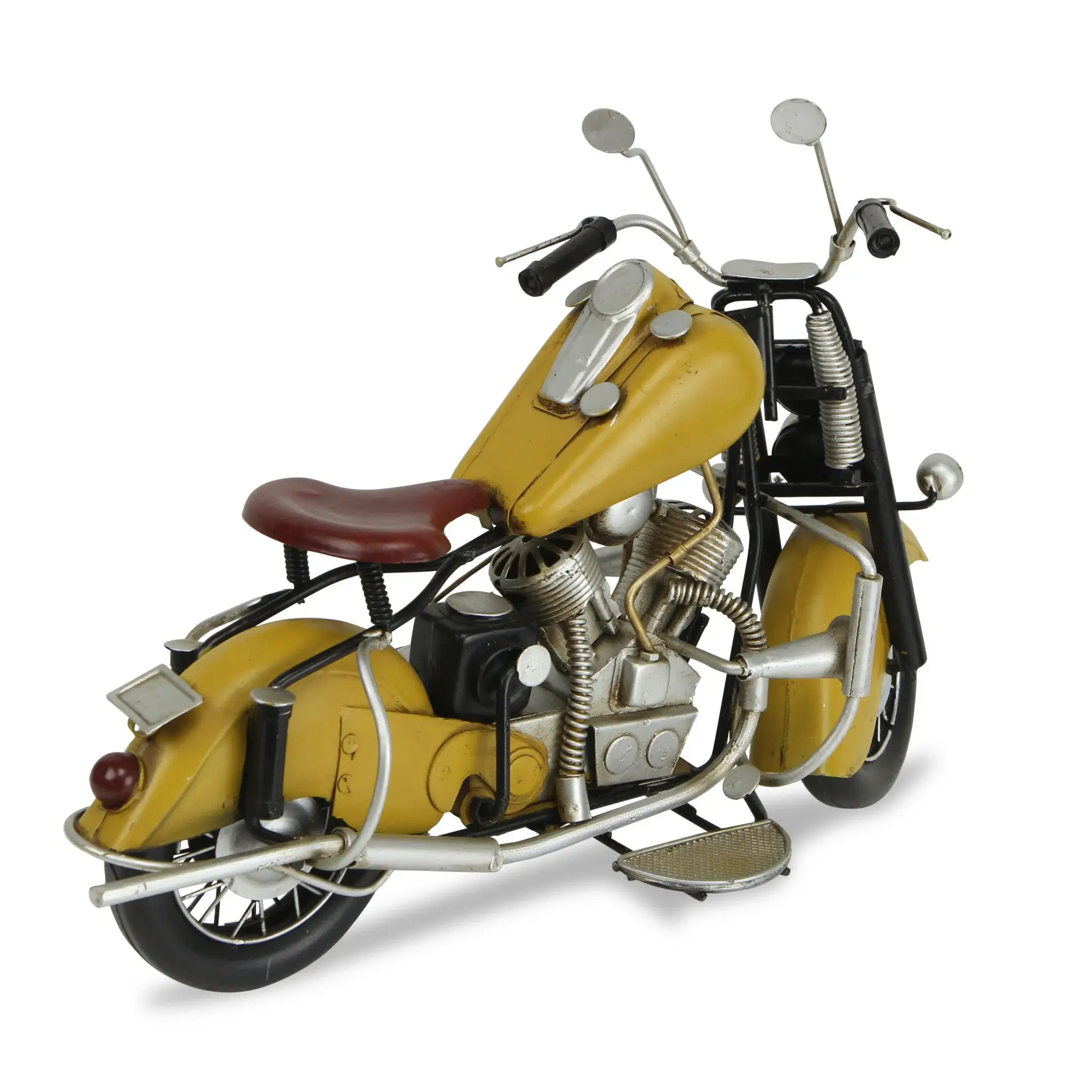 8" Yellow and Black Metal Hand Painted Model Motorcycle - Image 4