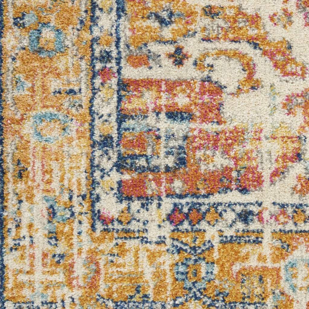 8' Yellow And Ivory Dhurrie Runner Rug - Image 2