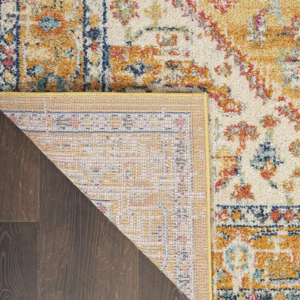 8' Yellow And Ivory Dhurrie Runner Rug - Image 3