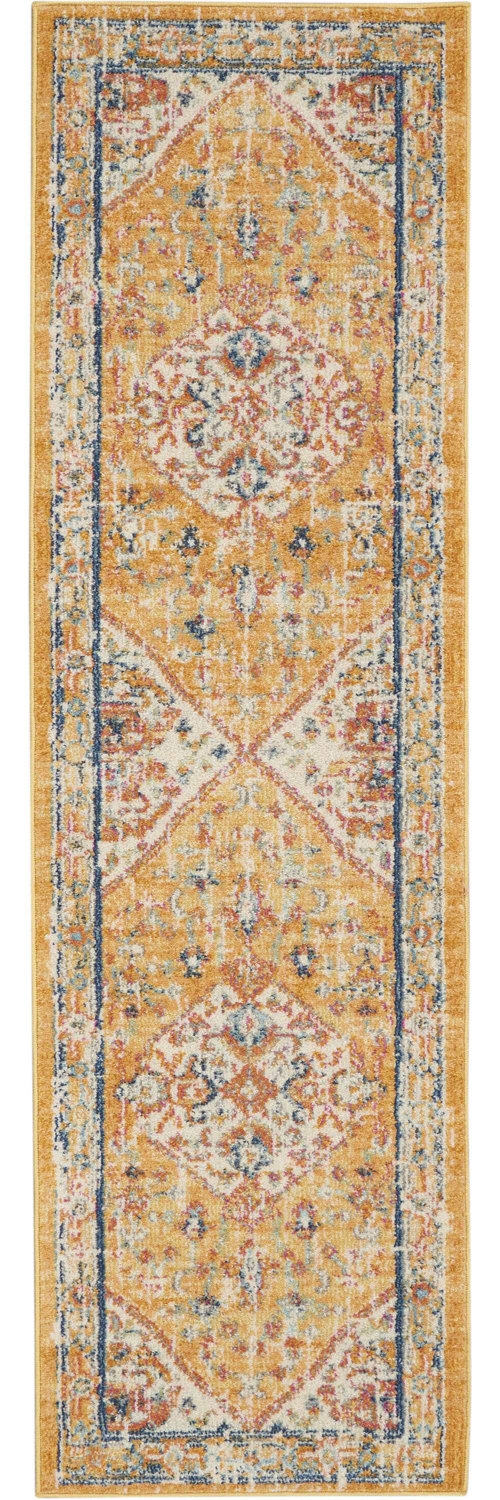 8' Yellow And Ivory Dhurrie Runner Rug - Image 7