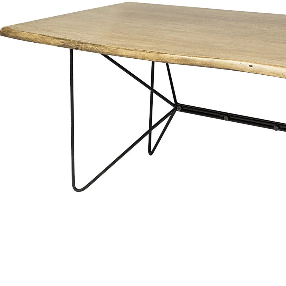 80" Brown And Black Solid Wood And Metal Dining Table - Image 8