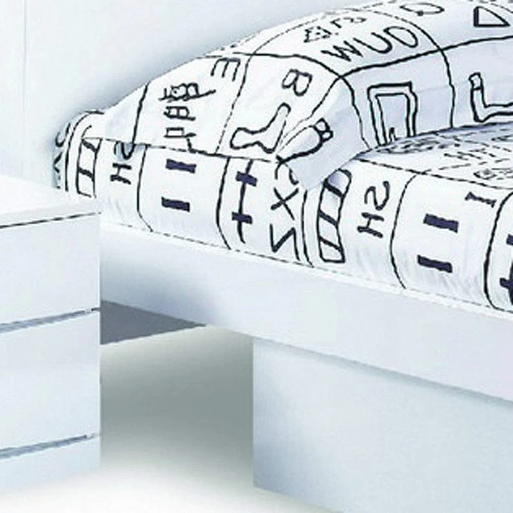 80'" X 60'"  X 42.5'" Modern Queen White High Gloss Bed - Image 4