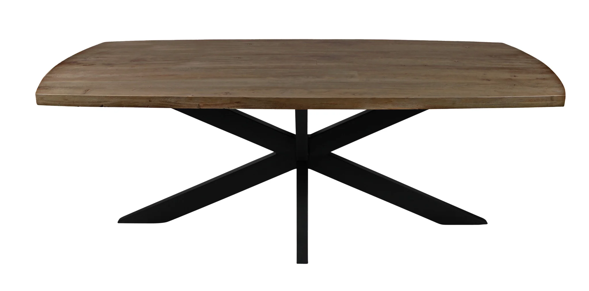 82" Natural And Black Solid Wood And Iron Pedestal Base Dining Table - Image 2
