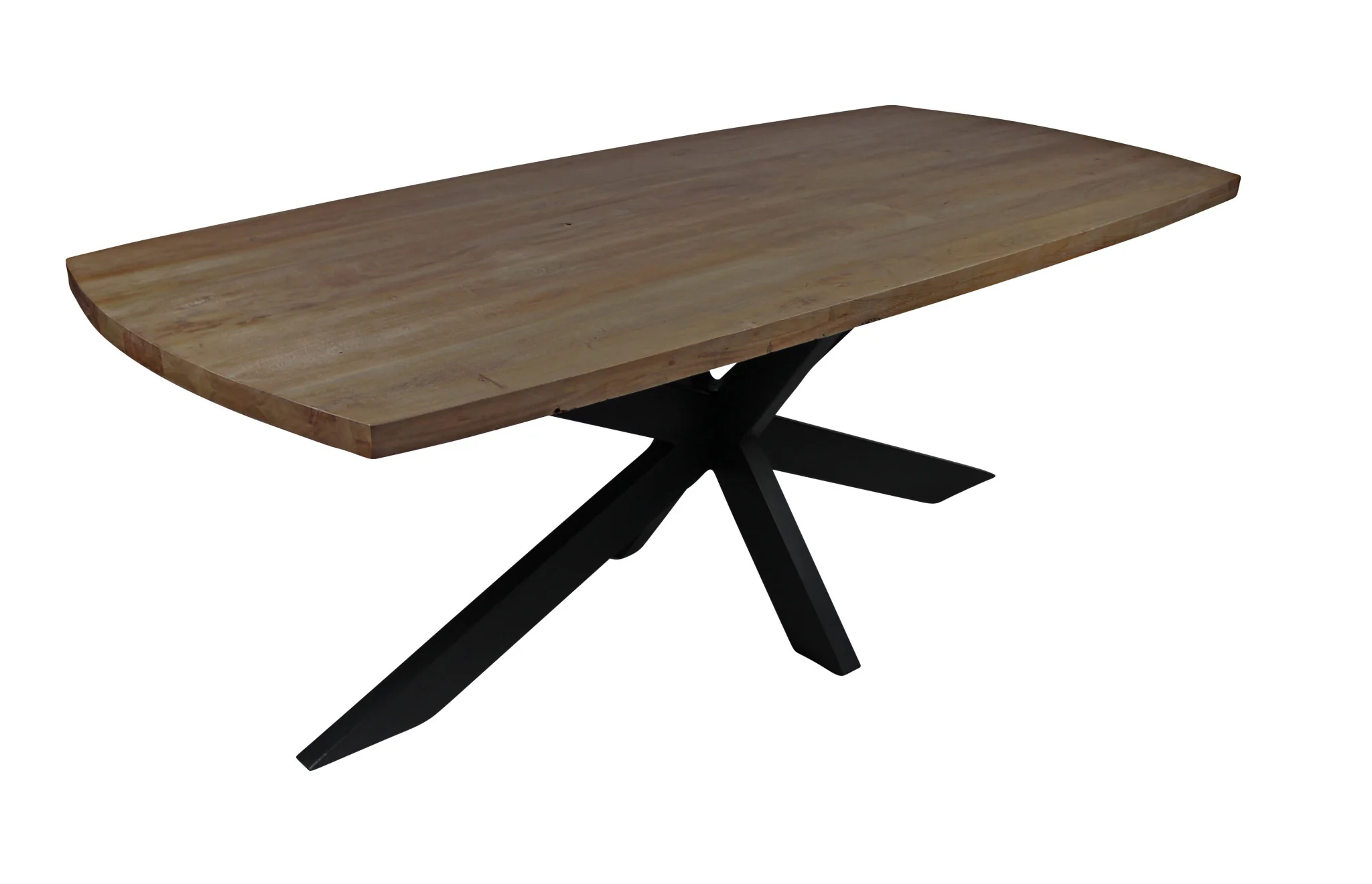 82" Natural And Black Solid Wood And Iron Pedestal Base Dining Table - Image 3