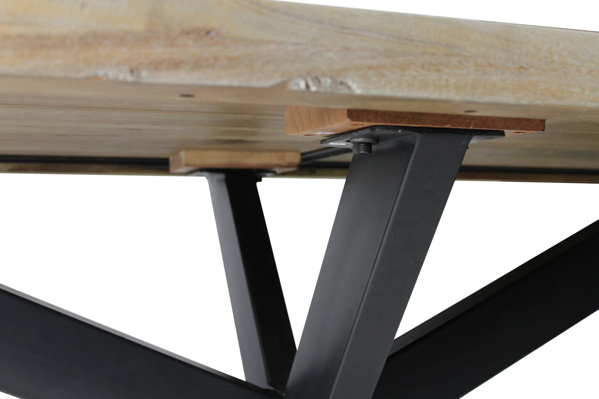 82" Natural And Black Solid Wood And Iron Pedestal Base Dining Table - Image 4