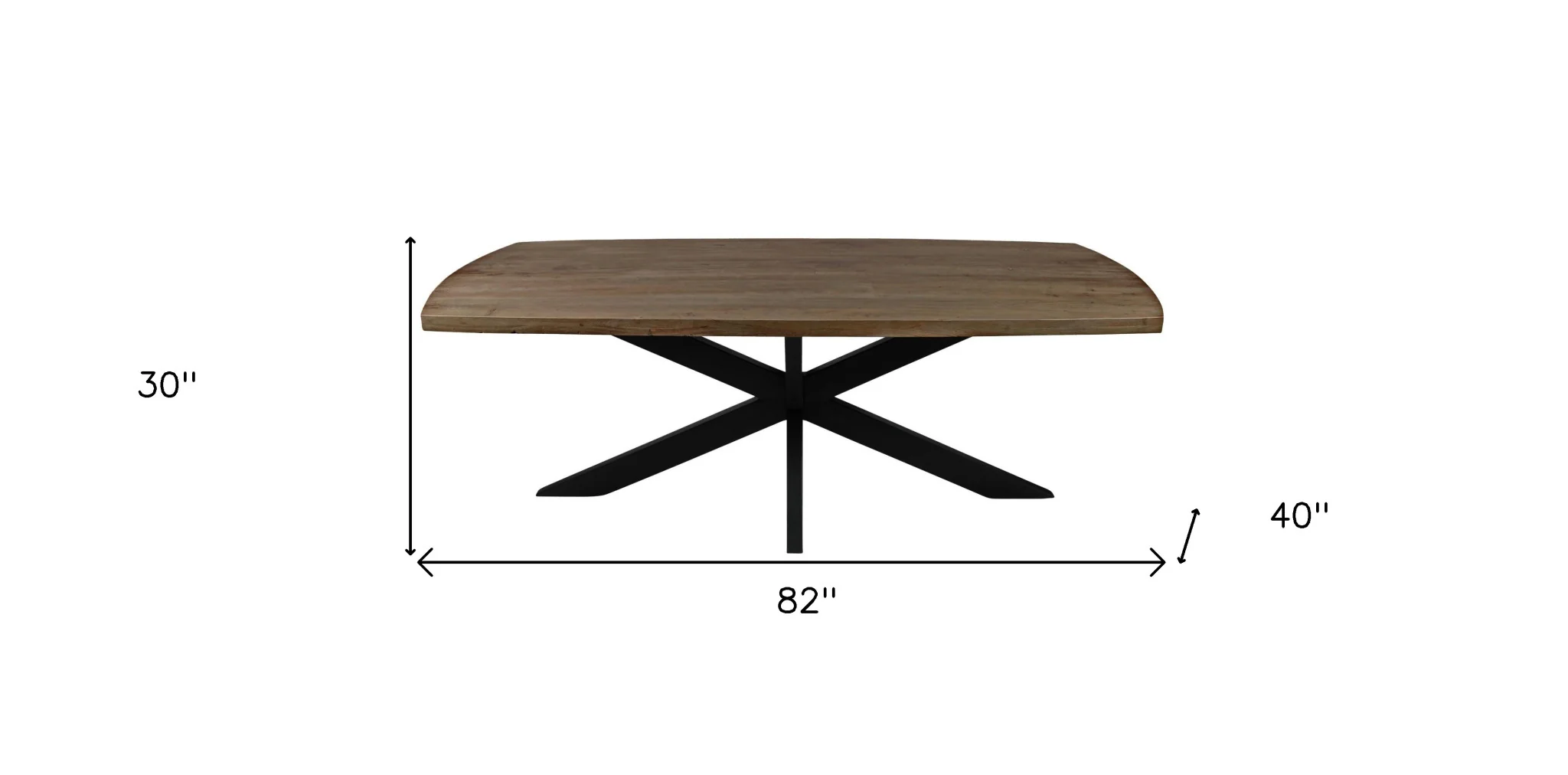 82" Natural And Black Solid Wood And Iron Pedestal Base Dining Table - Image 5
