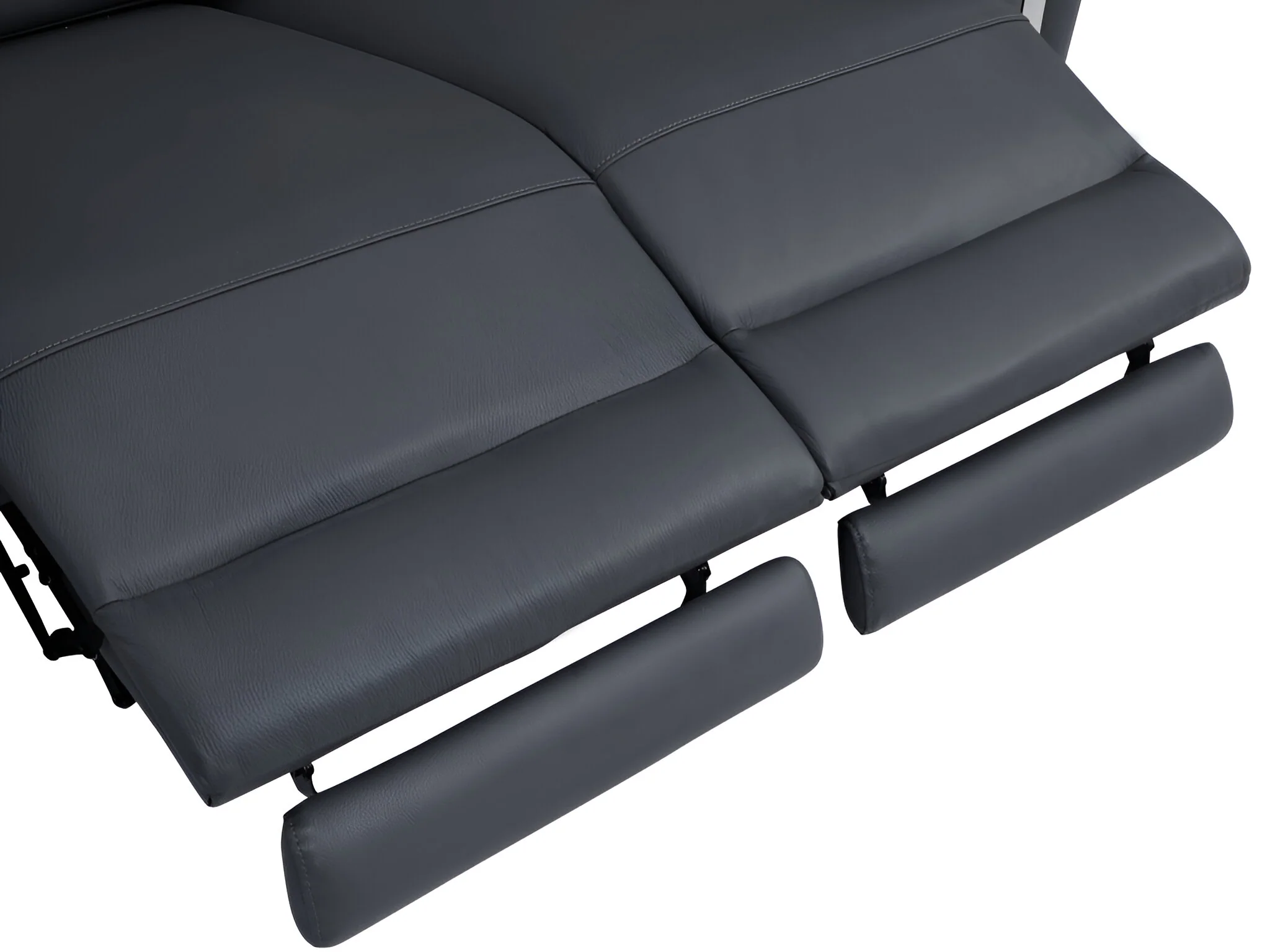 83" Dark Gray Italian Leather USB Reclining Sofa With Silver Legs - Image 5