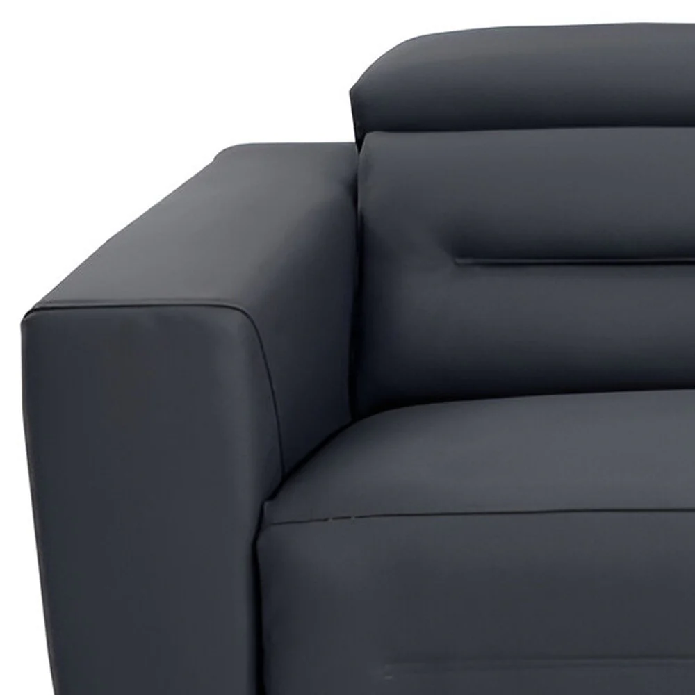 83" Gray Italian Leather USB Reclining Sofa With Black Legs - Image 6