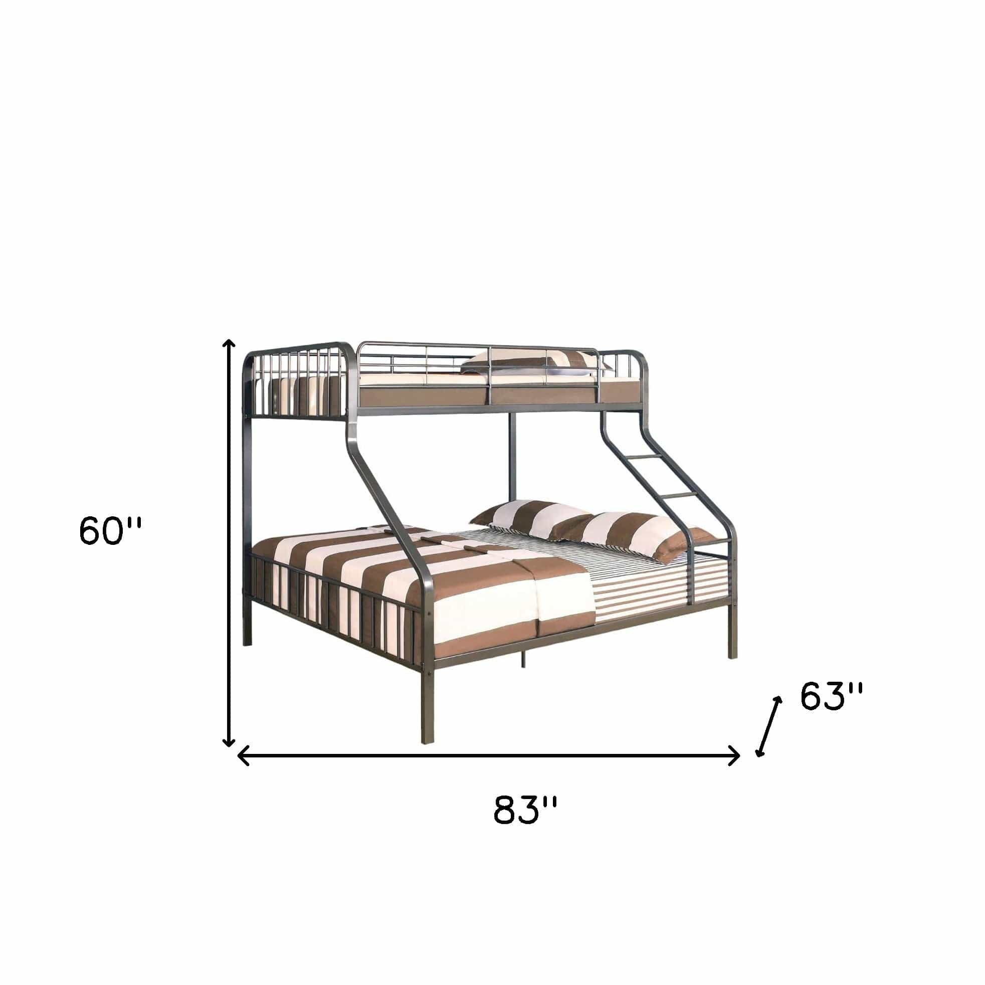 83" X 63" X 60" Gunmetal Twin Xl Over Queen Bunk Bed - Image 5