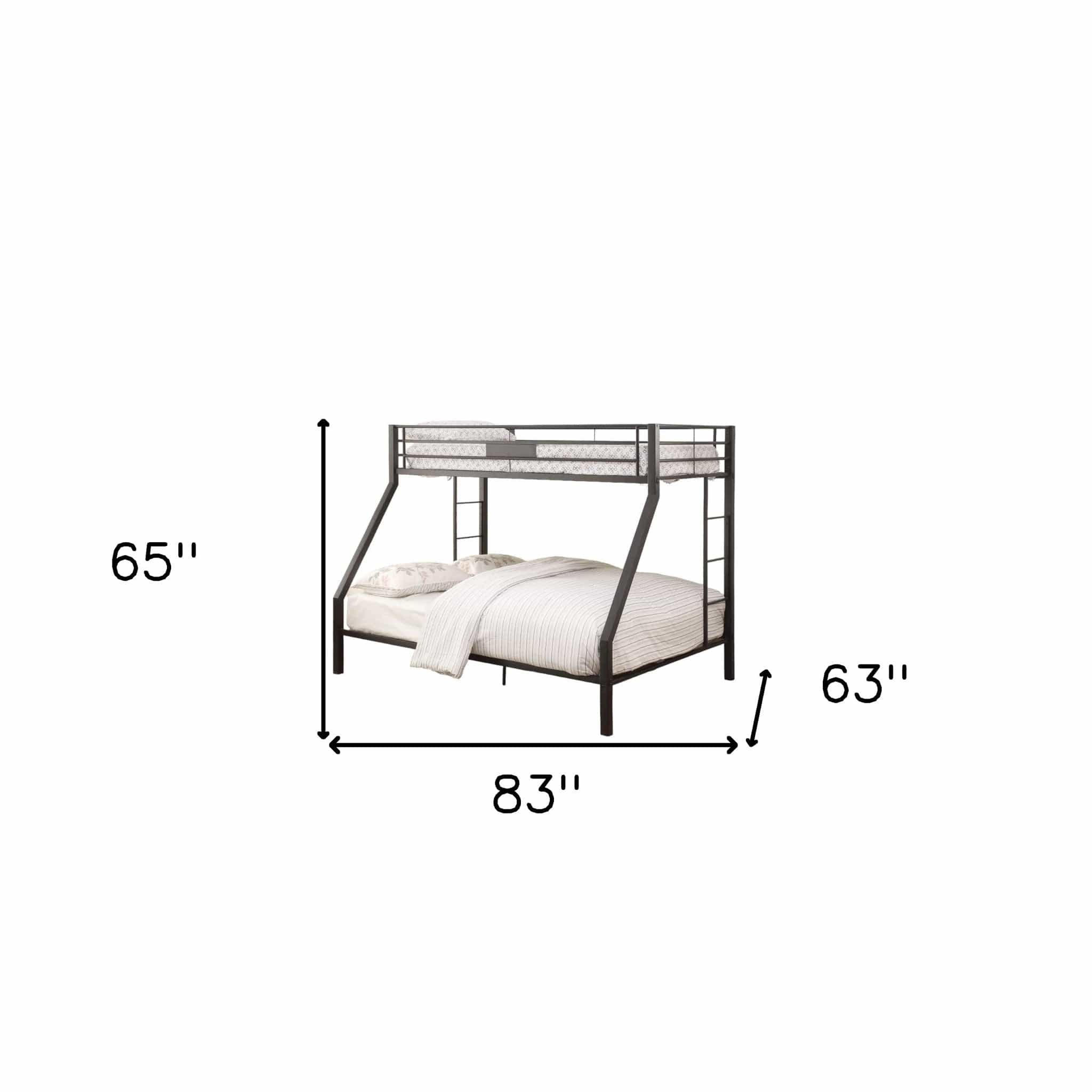 83" X 63" X 65" Sandy Black Metal Twin Xl Over Queen Bunk Bed - Image 5