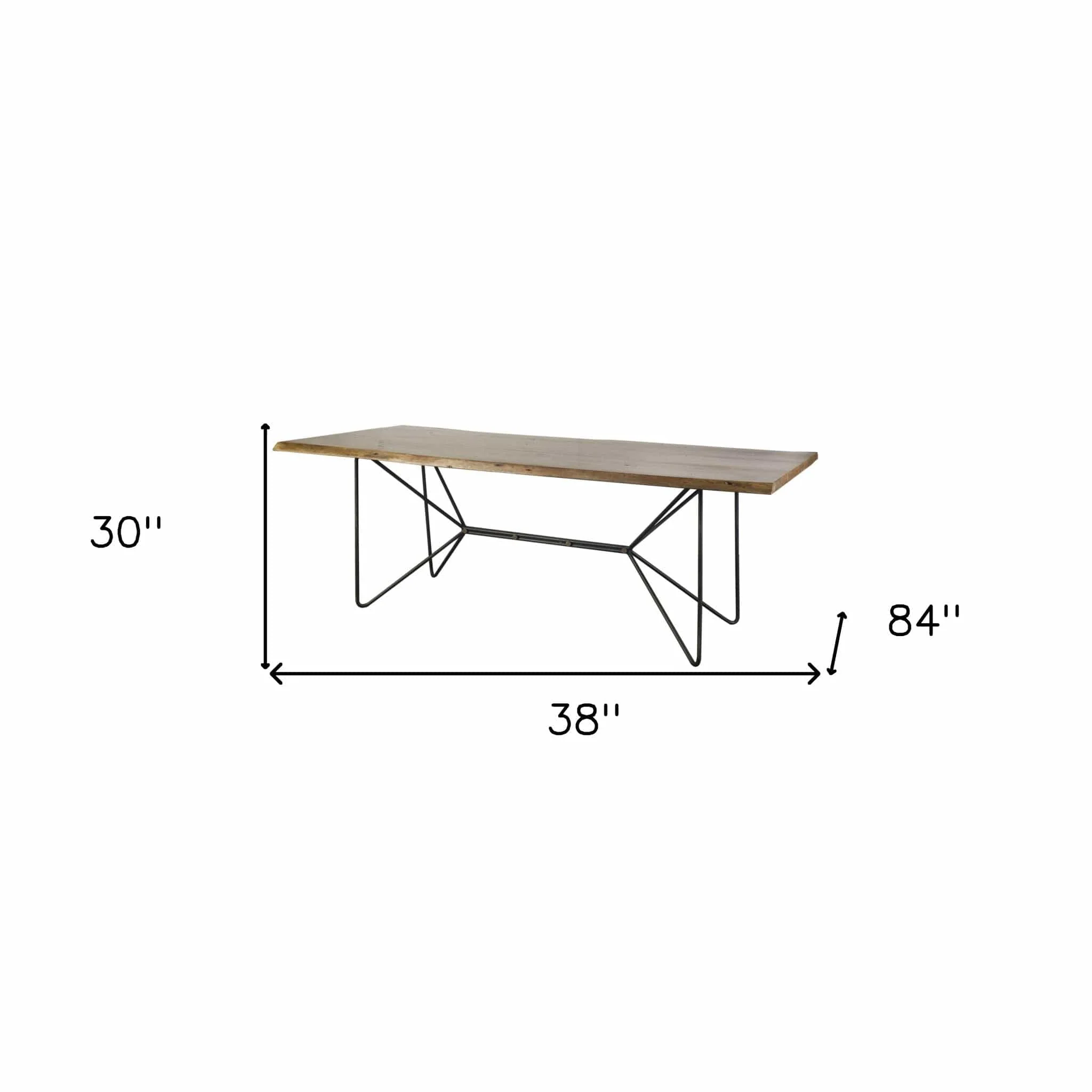 84" Natural And Black Solid Wood And Metal Trestle Base Dining Table - Image 4