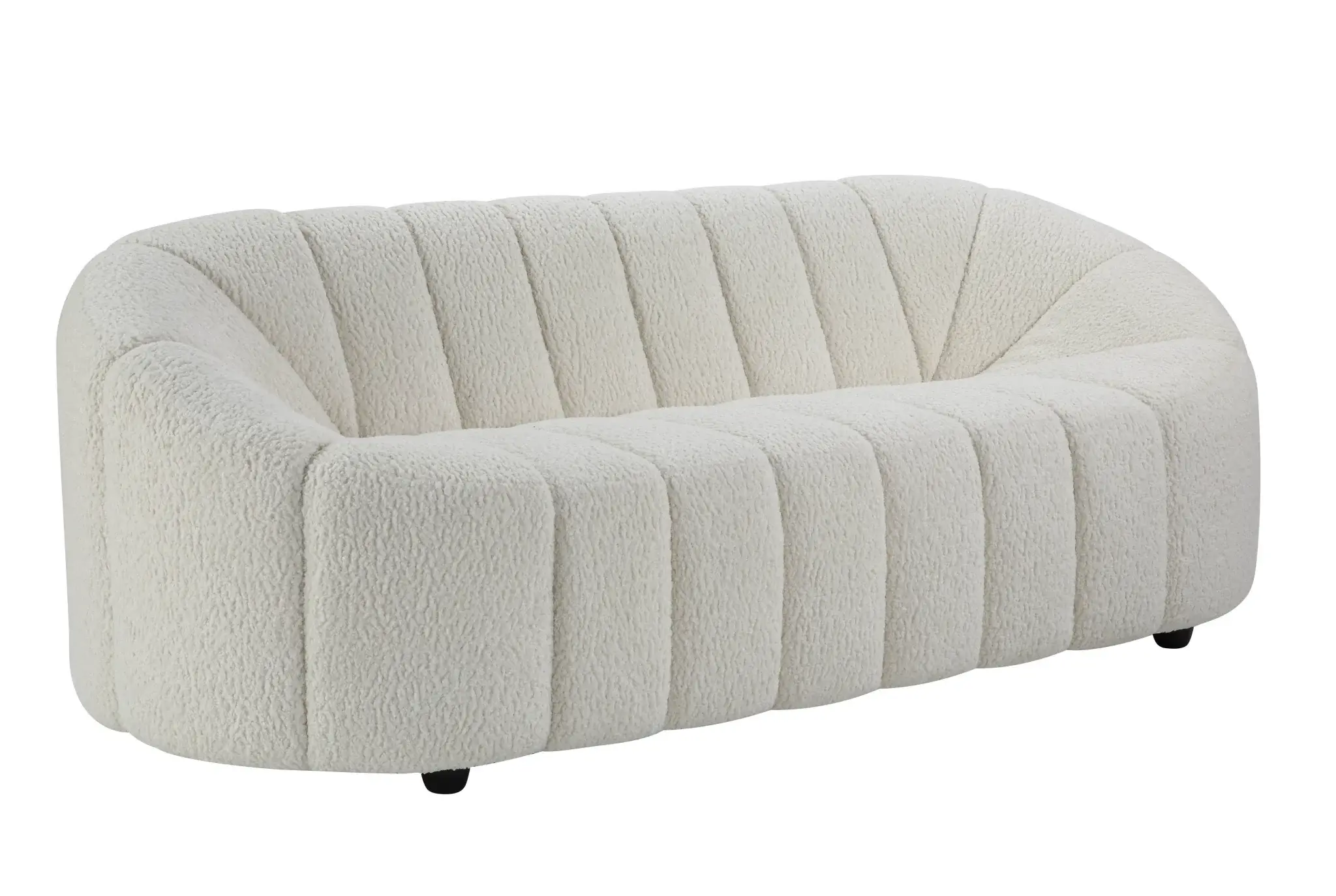 84" White Sherpa Sofa With Black Legs - Image 2