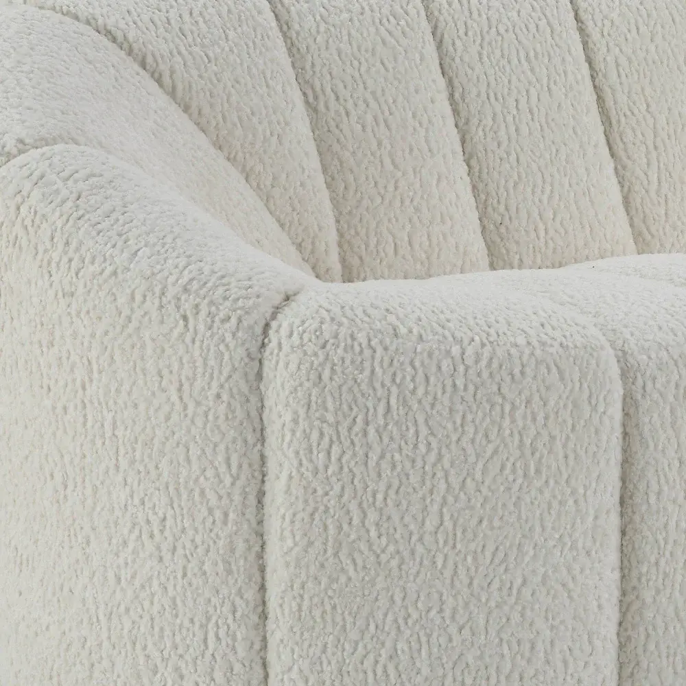 84" White Sherpa Sofa With Black Legs - Image 3