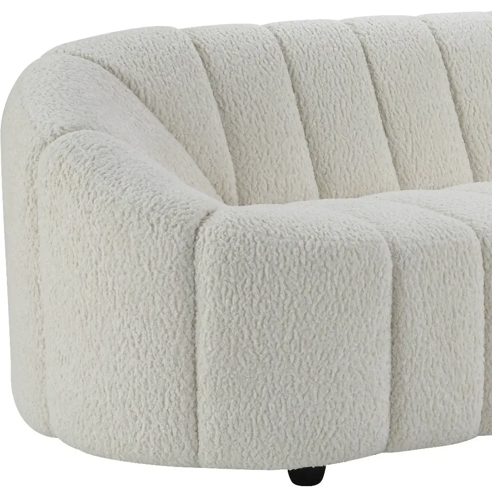 84" White Sherpa Sofa With Black Legs - Image 4