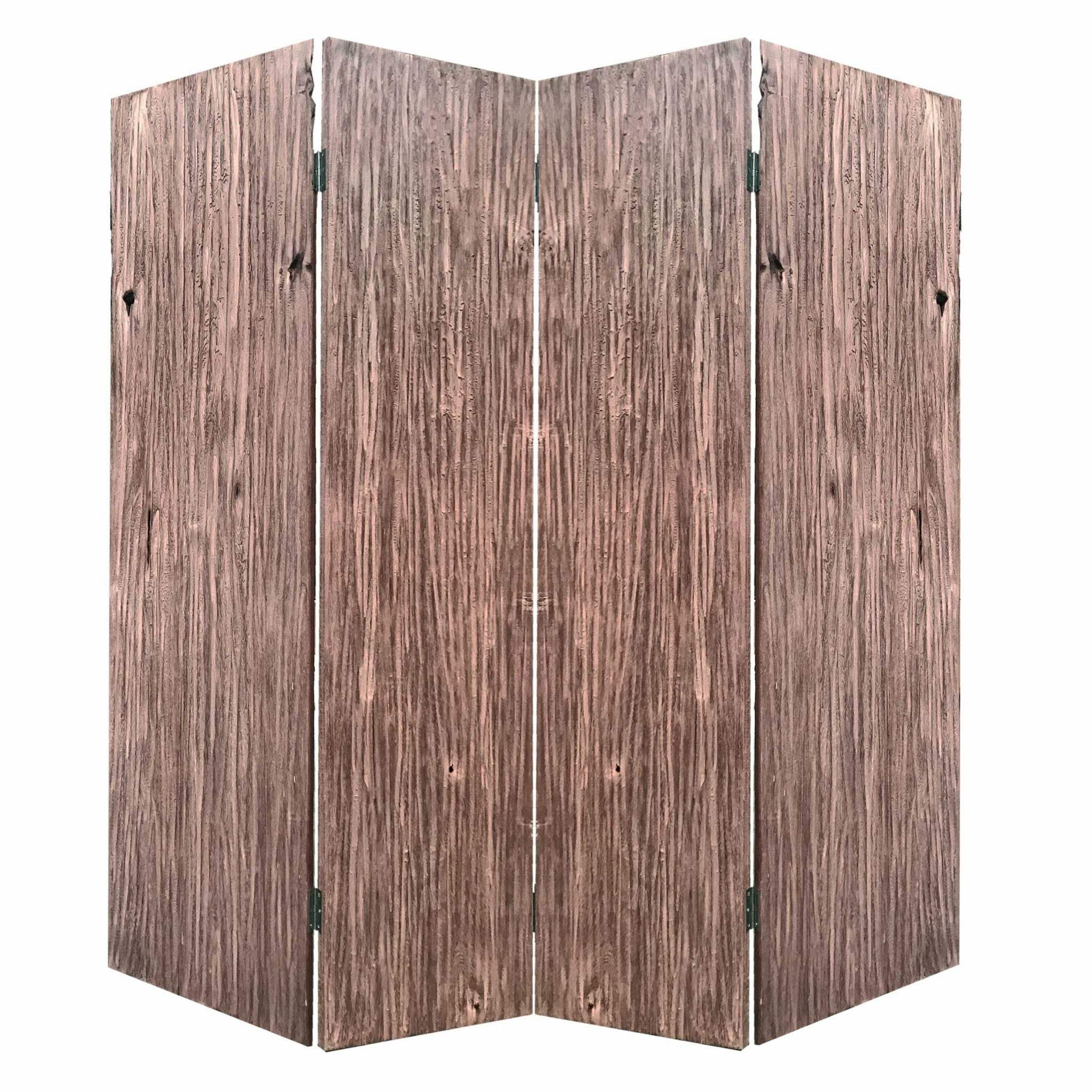 84 X 2 X 84 Brown 4 Panel Wood Woodland - Screen - Image 2