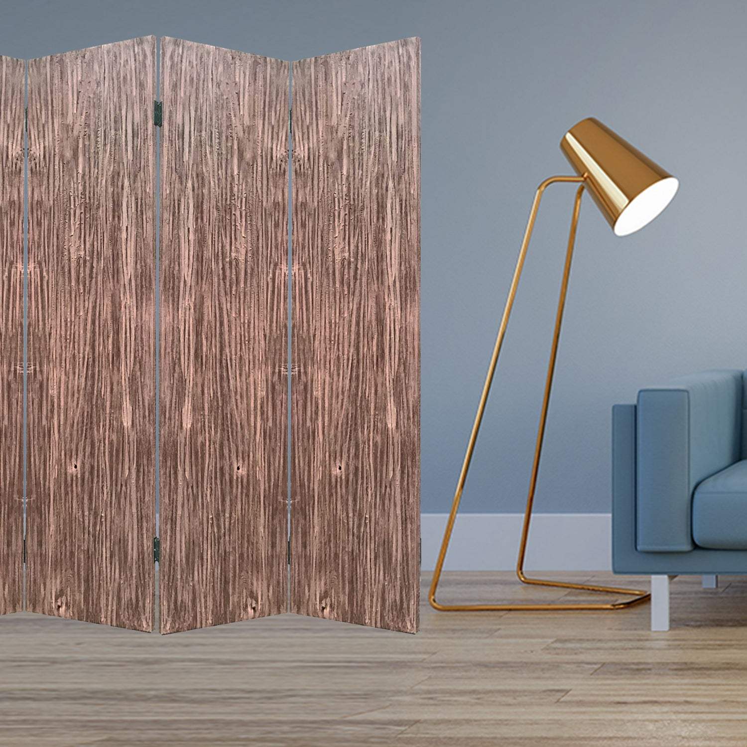 84 X 2 X 84 Brown 4 Panel Wood Woodland - Screen - Image 3