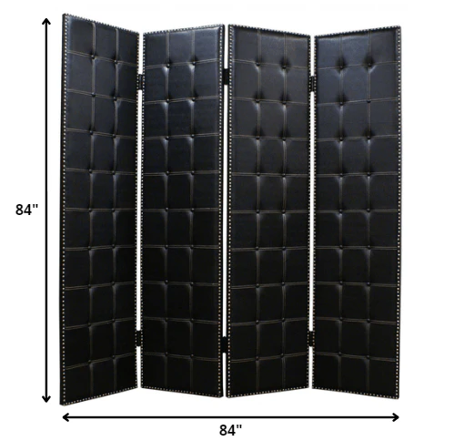 84 X 84 Black Faux Leather  Screen - Image 2