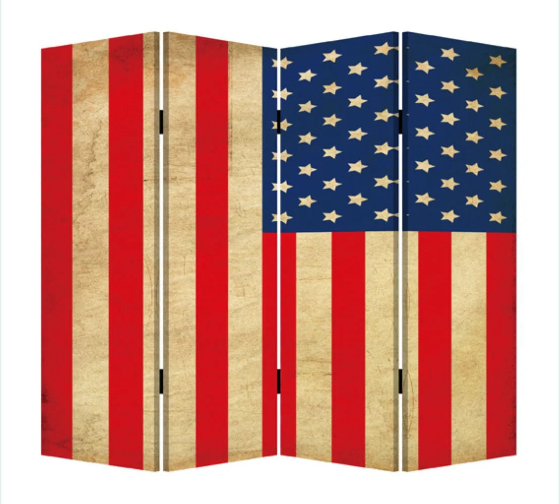 84" X 84" Blue And Red Wood Canvas American Flag Screen - Image 6