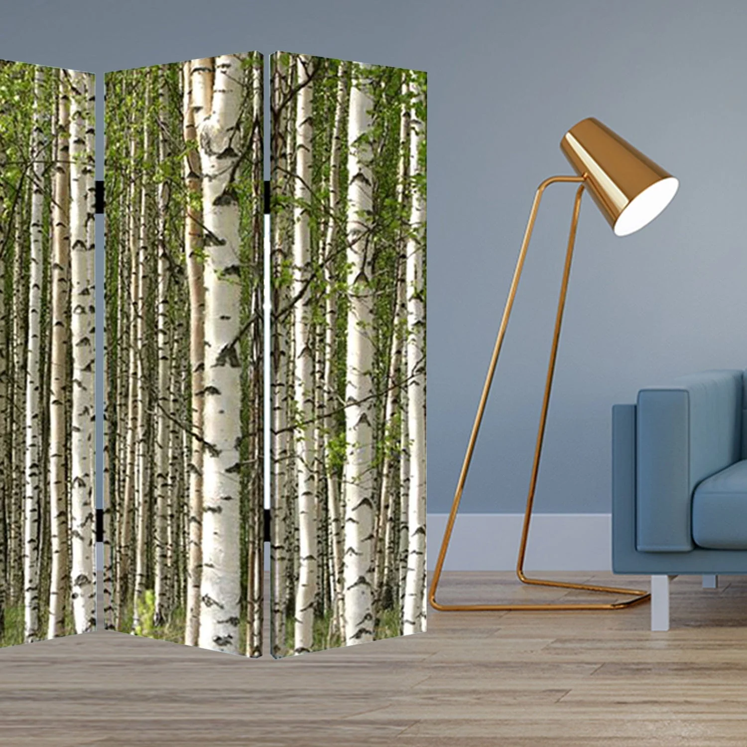 84" X 84" Multi Color Wood Canvas Prolific Forrest  Screen - Image 2