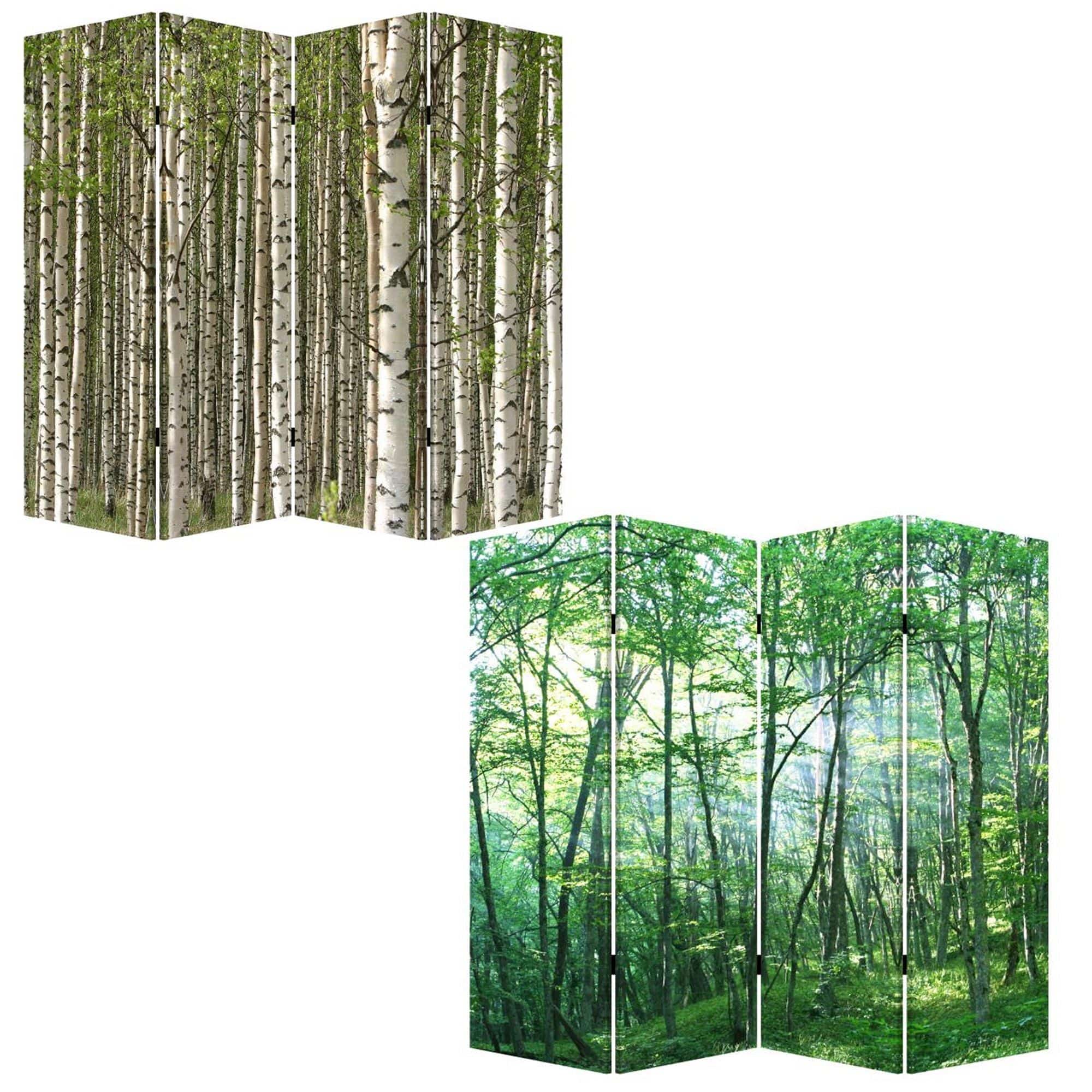 84" X 84" Multi Color Wood Canvas Prolific Forrest  Screen - Image 3
