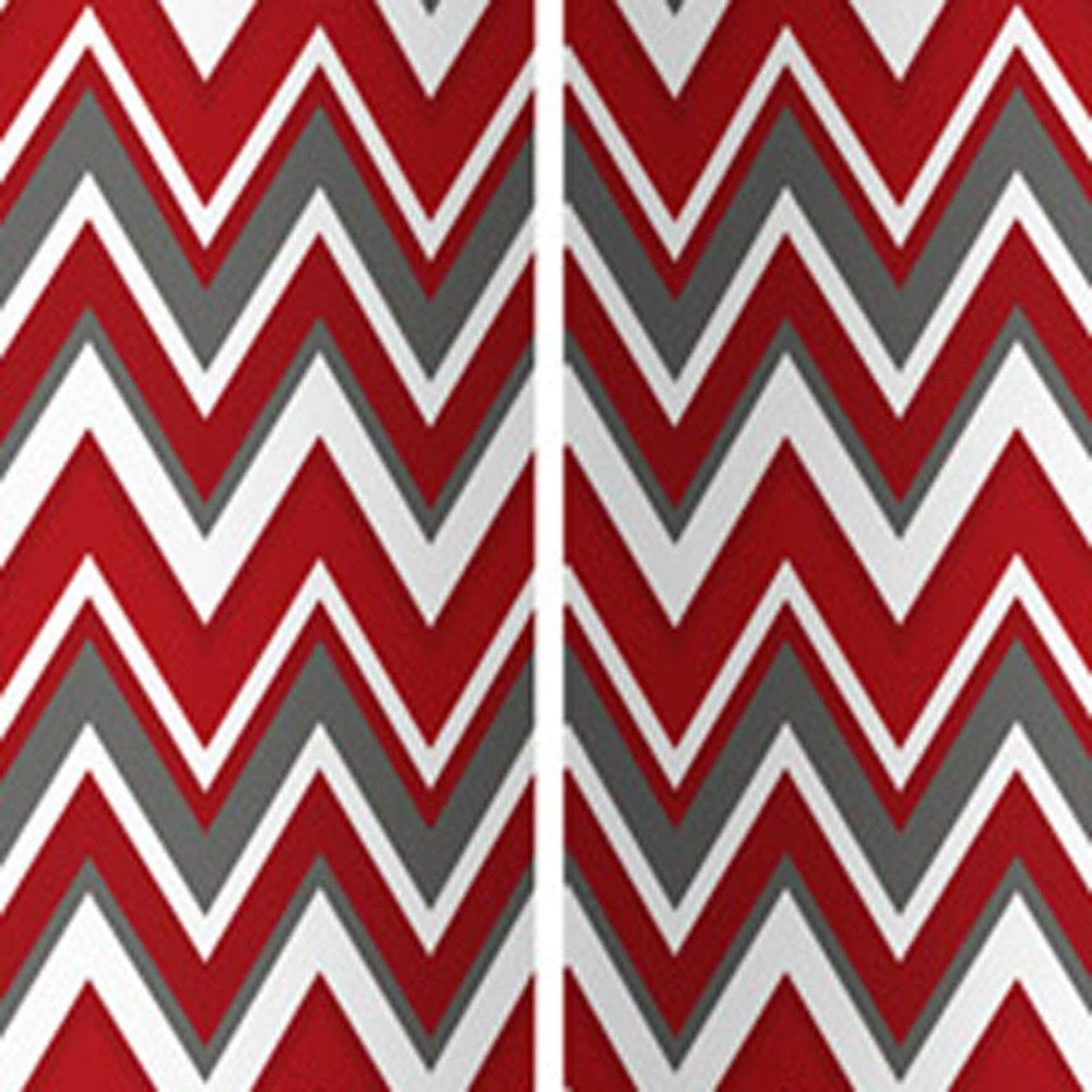 84" X 84" Red And Gray Wood Canvas Screen - Image 3