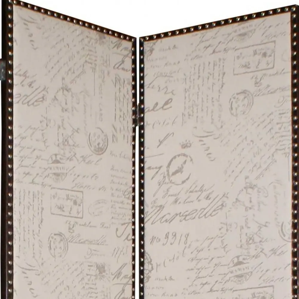 84 X 84 Tan Wood & Fabric  Screen - Image 3