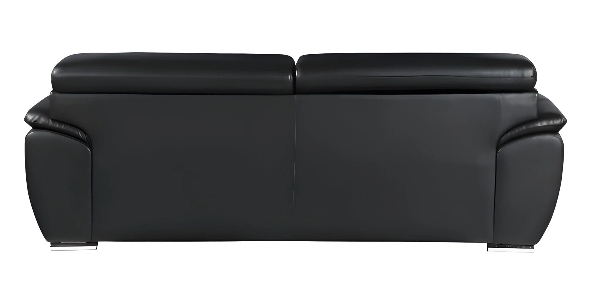 86" Black Leather Sofa With Silver Legs - Image 4