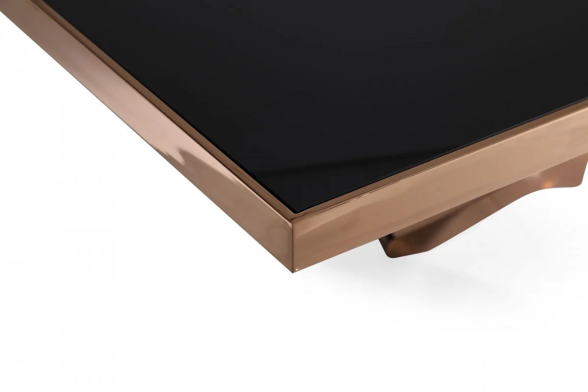 87" Black And Gold Glass And Stainless Steel Pedestal Base Dining Table - Image 4