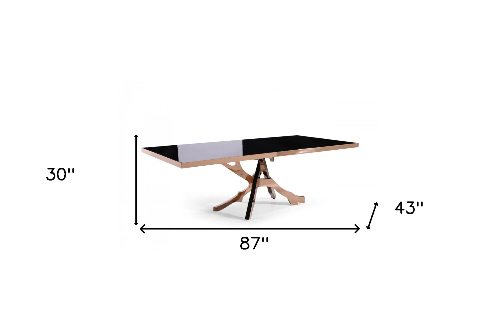 87" Black And Gold Glass And Stainless Steel Pedestal Base Dining Table - Image 6