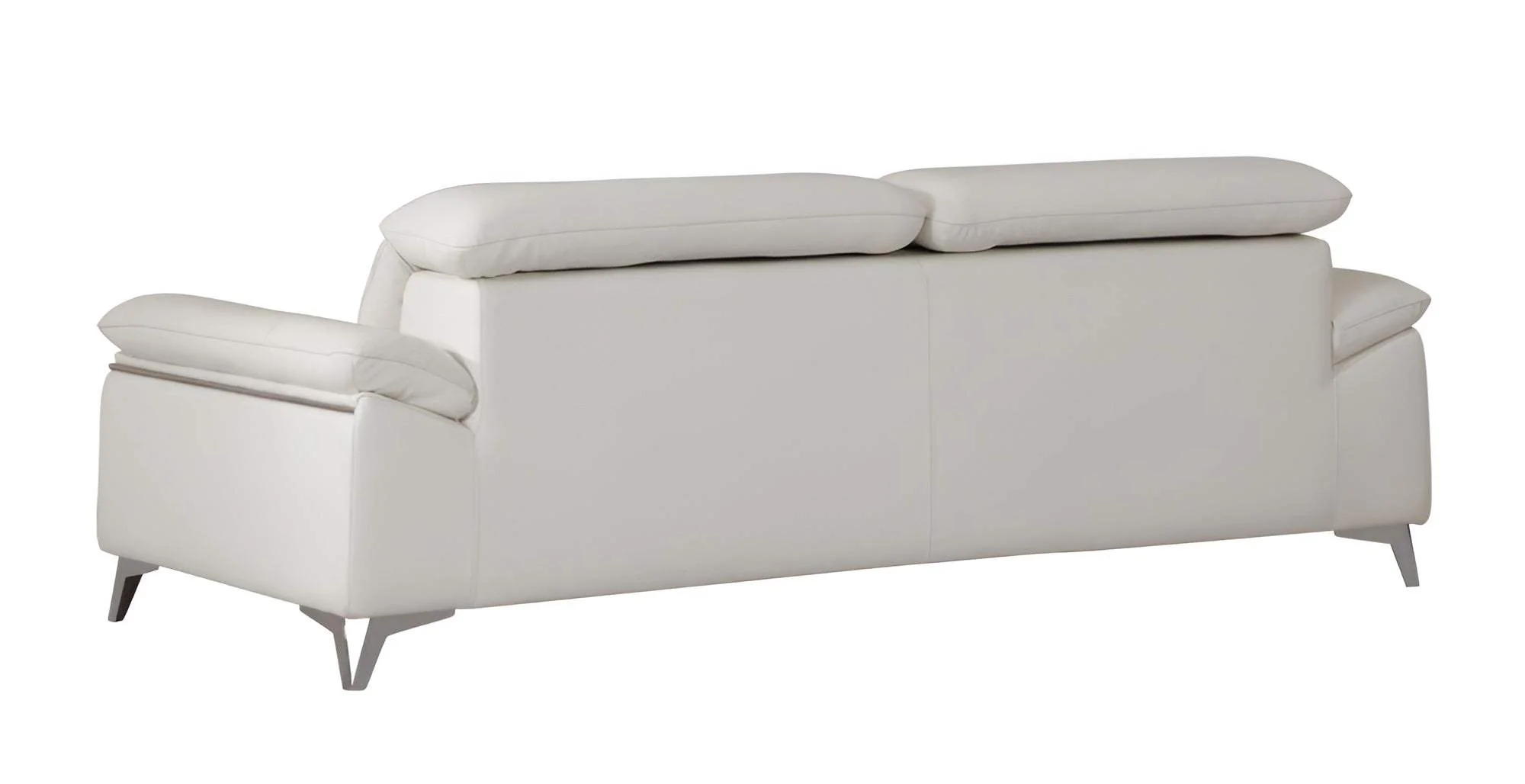 87" White Italian Leather Sofa With Silver Legs - Image 3