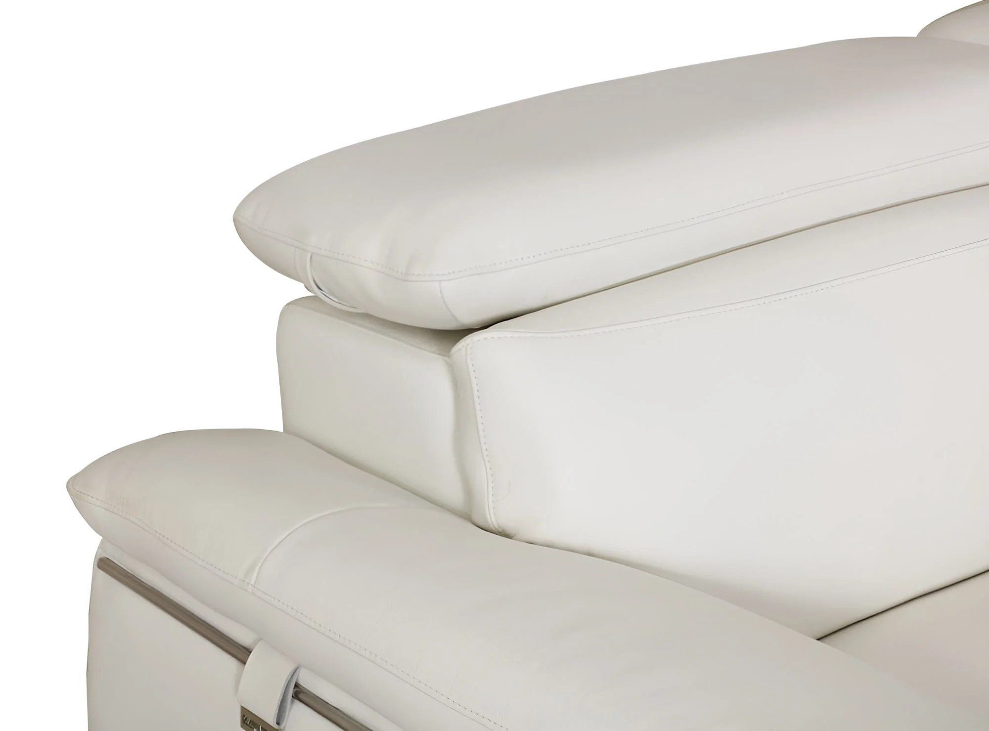 87" White Italian Leather Sofa With Silver Legs - Image 4
