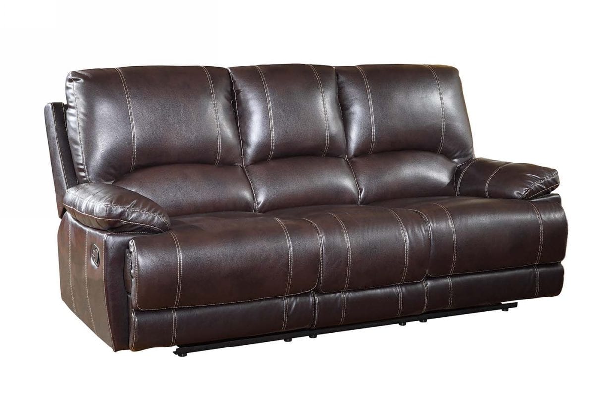 89" Brown Microfiber Reclining Sofa With Black Legs - Image 2