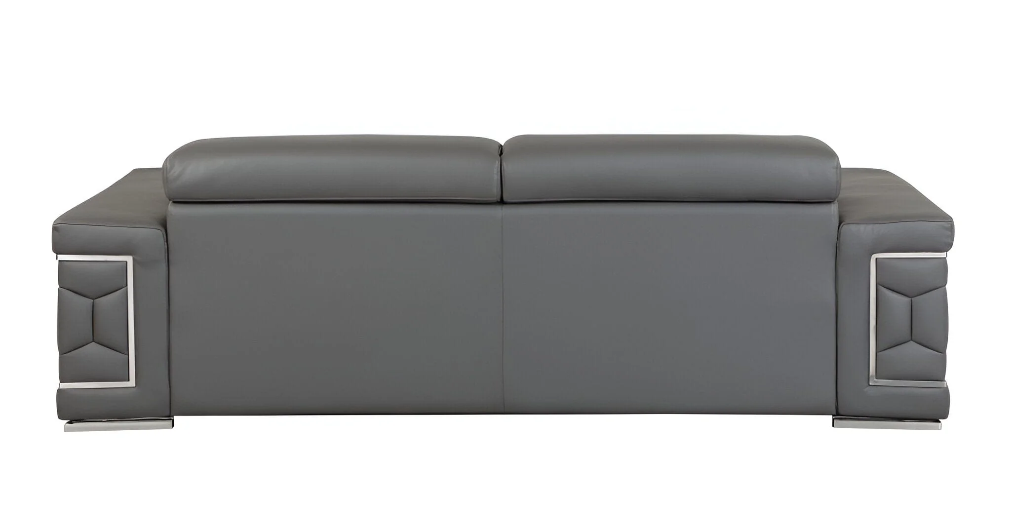 89" Dark Gray Italian Leather Sofa With Silver Legs - Image 5