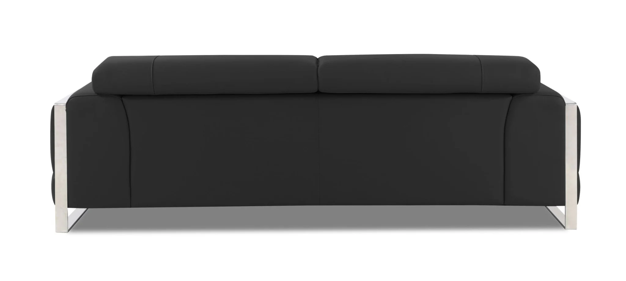 89" Dark Gray Italian Leather Sofa With Silver Legs - Image 5