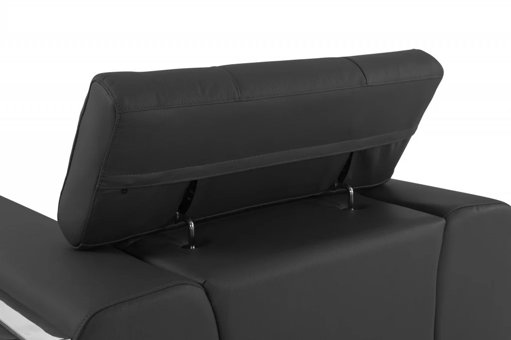 89" Dark Gray Italian Leather Sofa With Silver Legs - Image 7