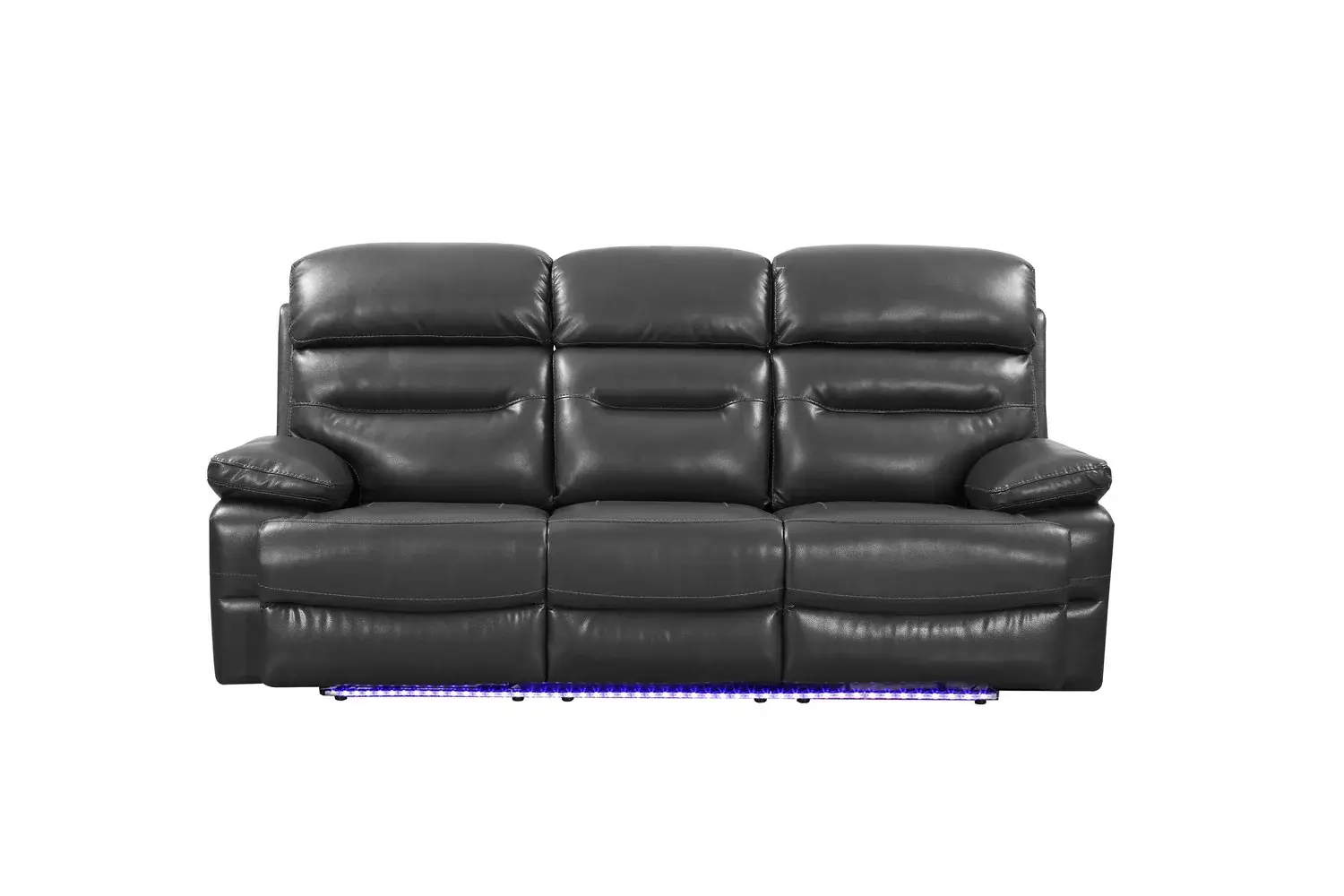 89" Gray Faux Leather USB Sofa With Black Legs - Image 2