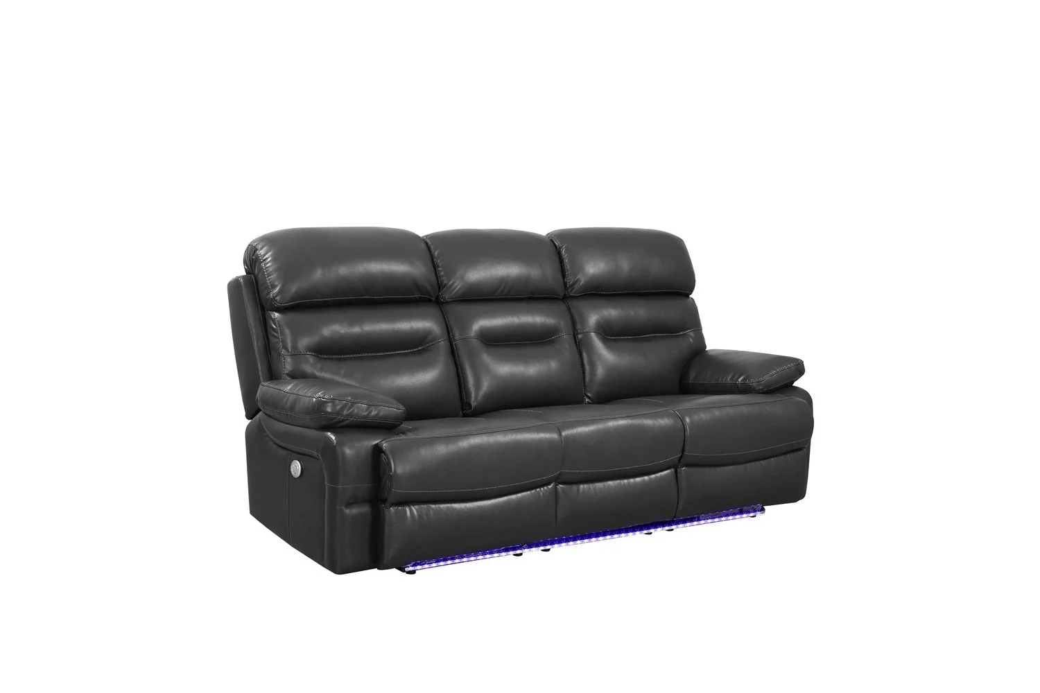 89" Gray Faux Leather USB Sofa With Black Legs - Image 3