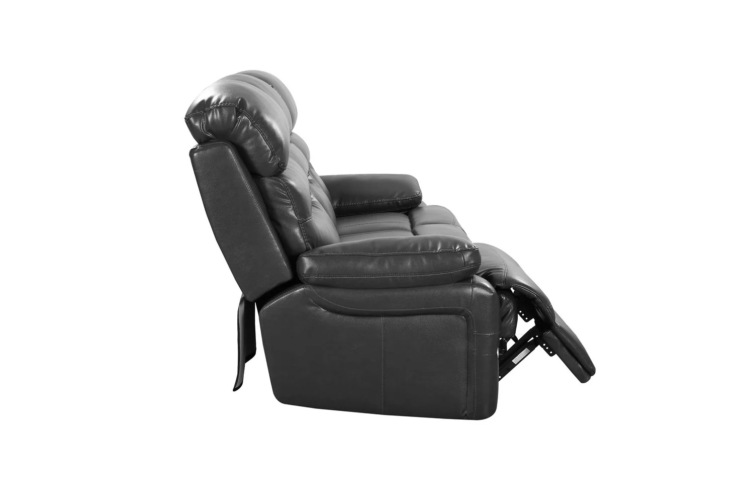 89" Gray Faux Leather USB Sofa With Black Legs - Image 4