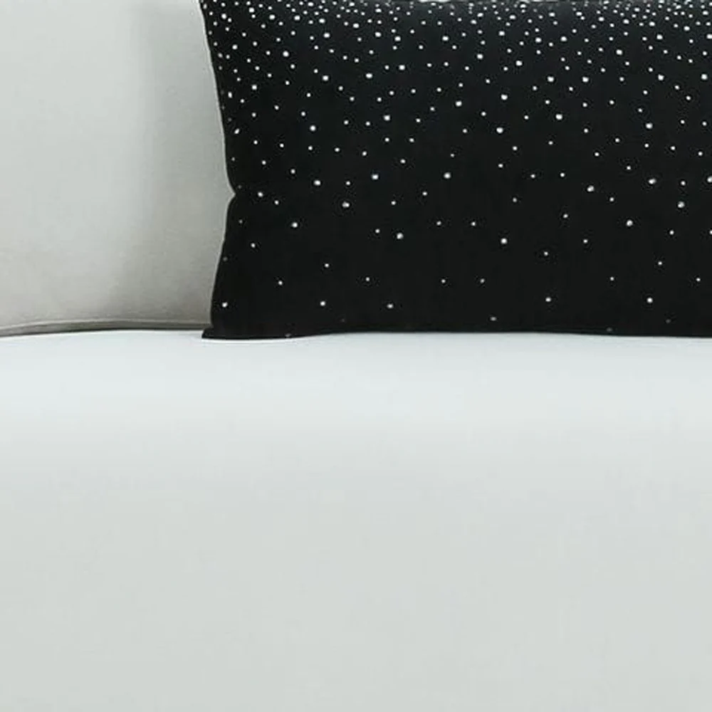 89" White Sofa And Toss Pillows With Silver Legs - Image 4