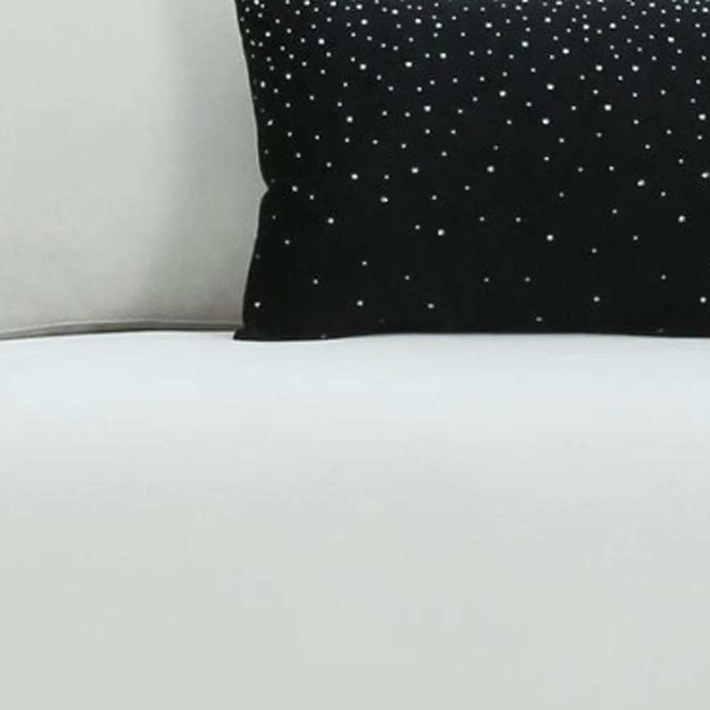 89" White Sofa And Toss Pillows With Silver Legs - Image 5