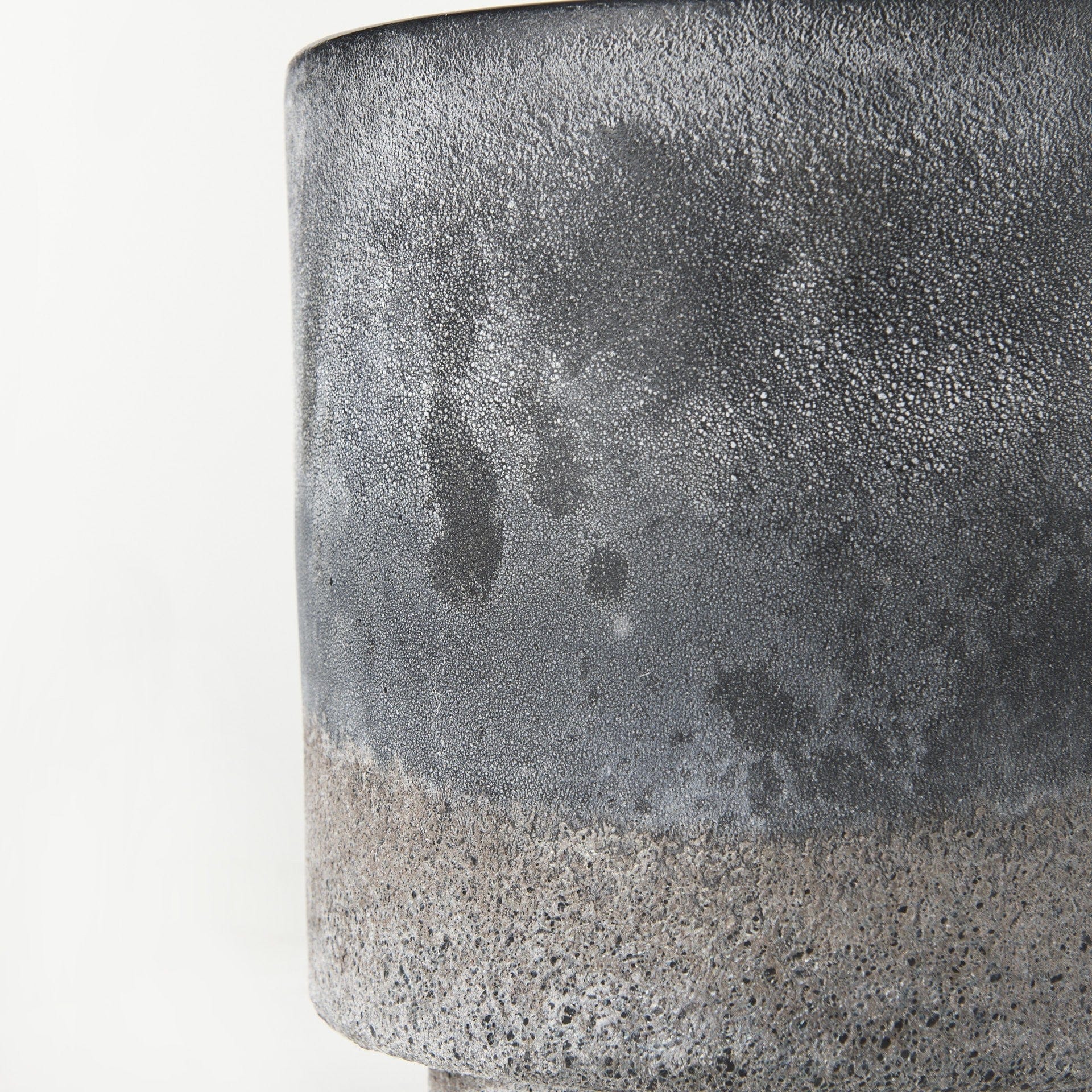 9" Black Brown and Gray Ombre Textured Ceramic Vase - Image 5