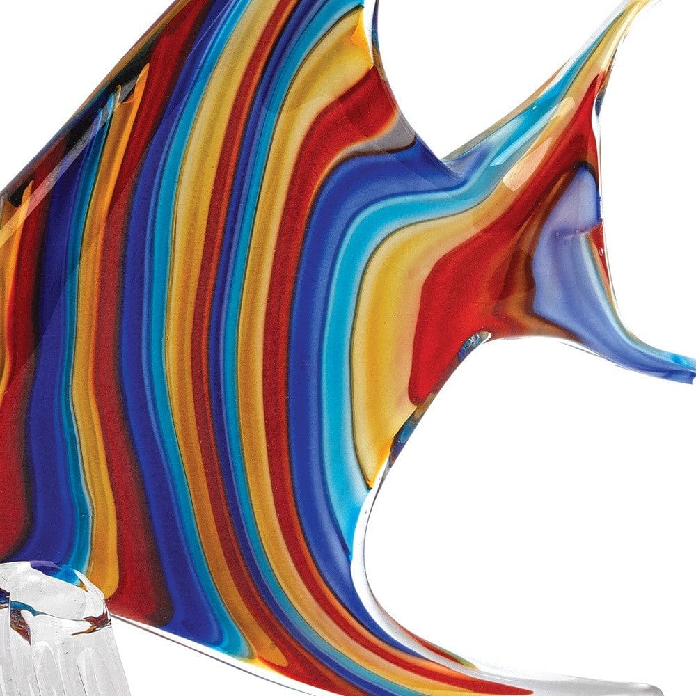 9" Blue and Red Murano Glass Fish Figurine Tabletop Sculpture - Image 4