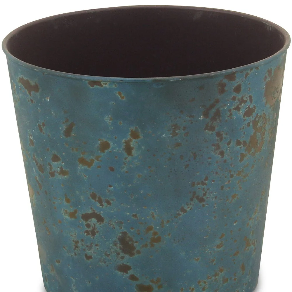 9" Blue Recycled Plastic Indoor Outdoor Round Pot Planter - Image 4