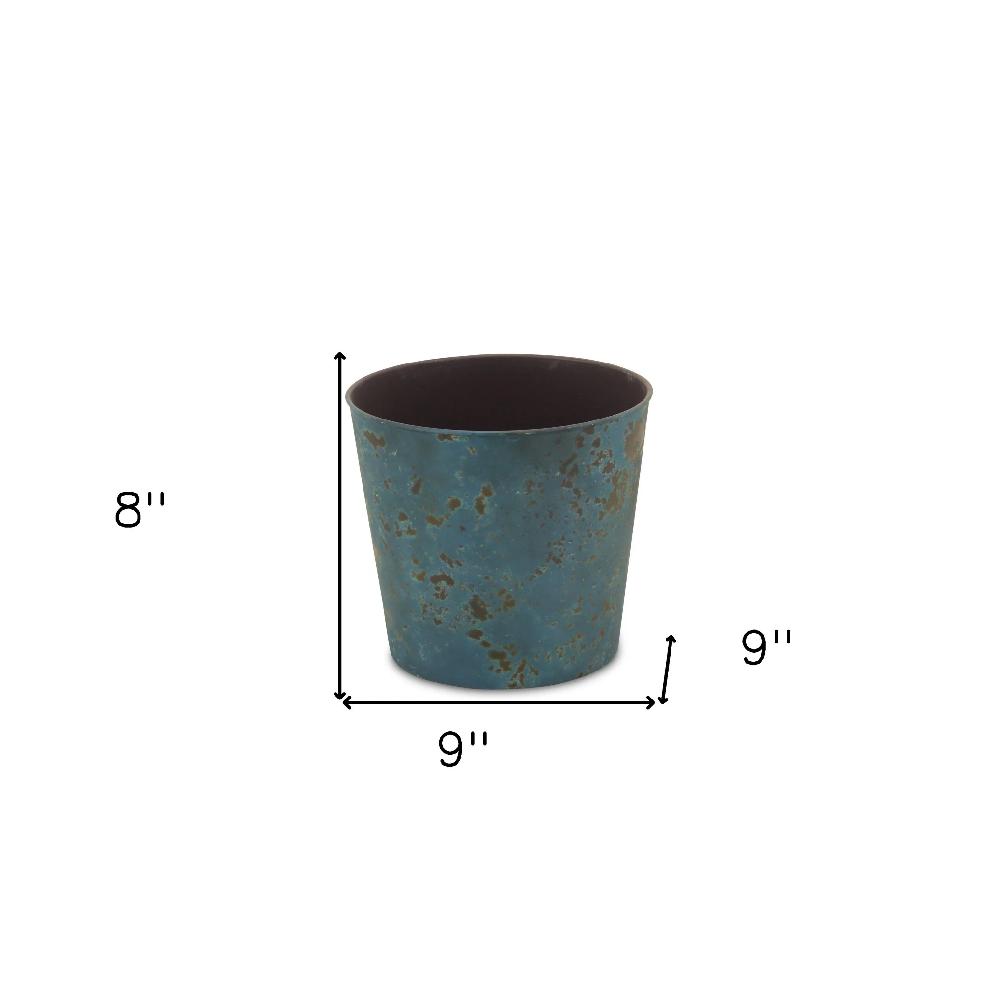 9" Blue Recycled Plastic Indoor Outdoor Round Pot Planter - Image 5