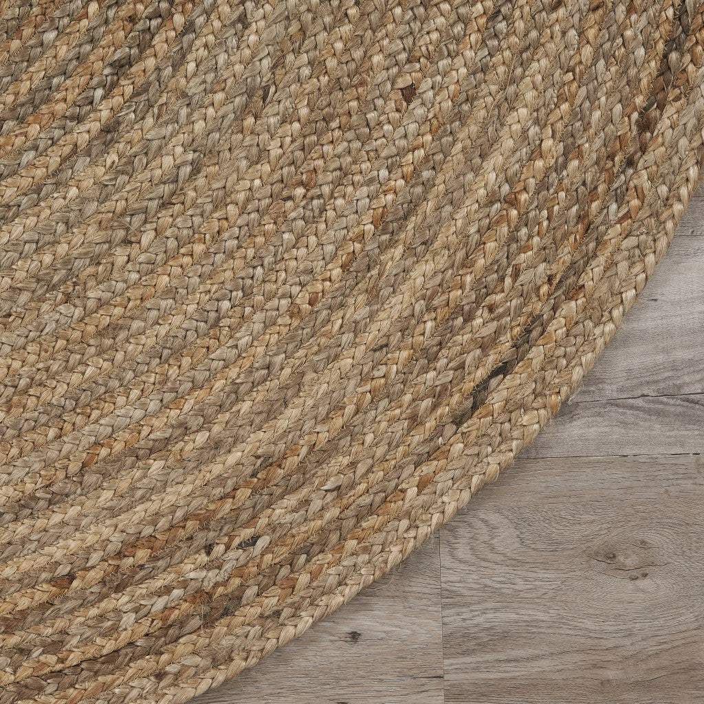 9’ Brown Oval Shaped Jute Area Rug - Image 3