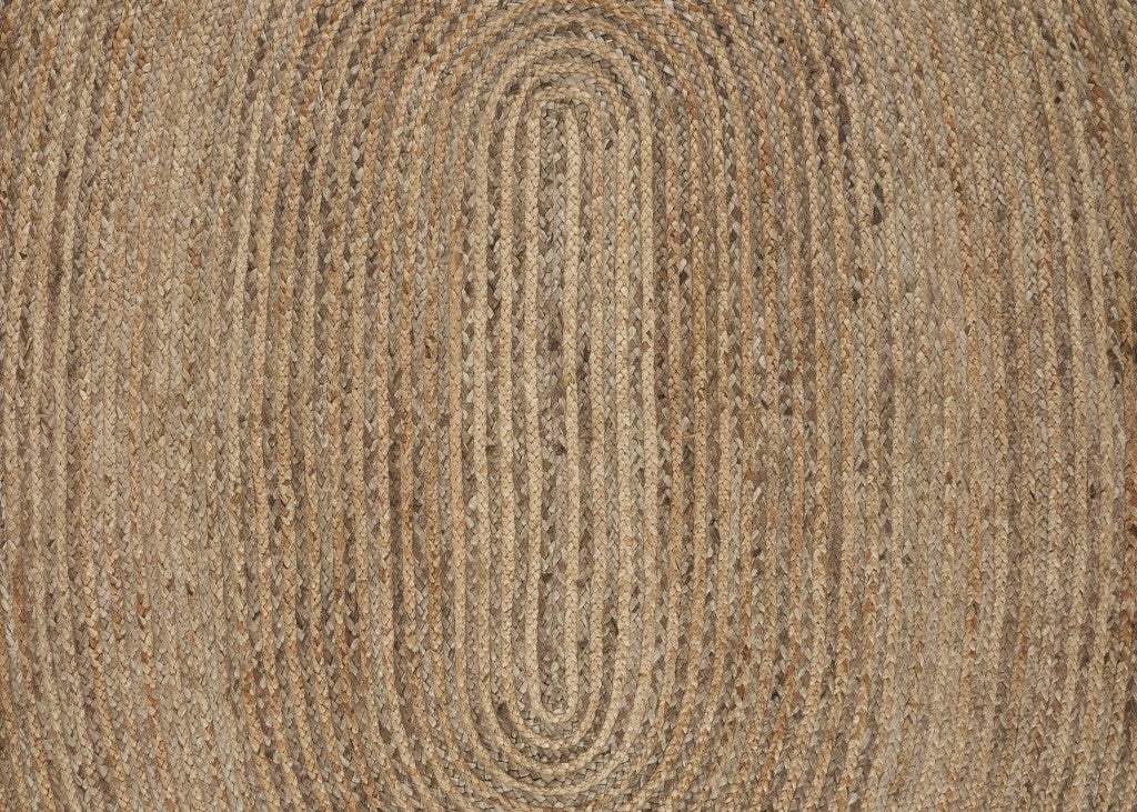9’ Brown Oval Shaped Jute Area Rug - Image 6