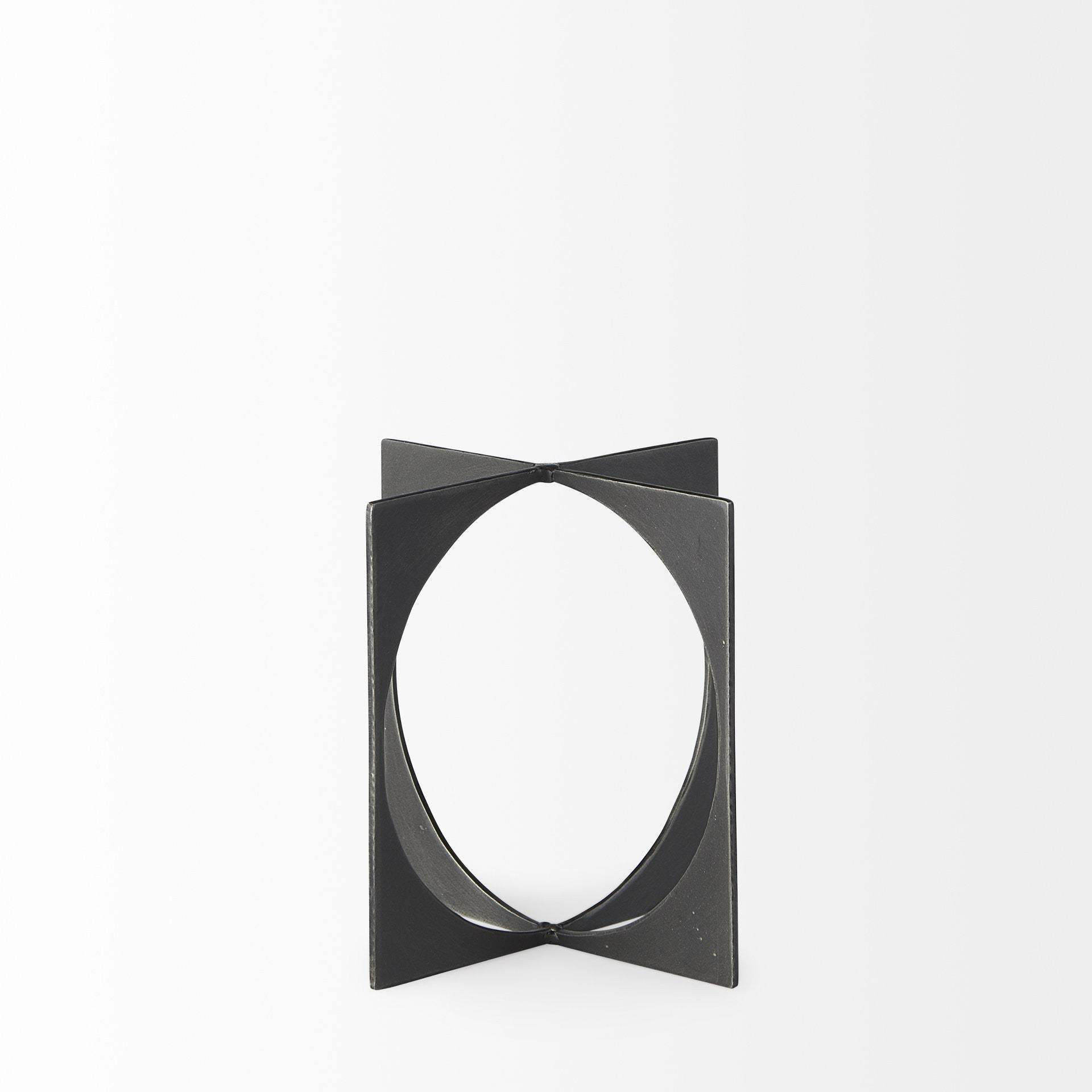 9" Charcoal Gray Metal Circle Square Sculpture - Image 3