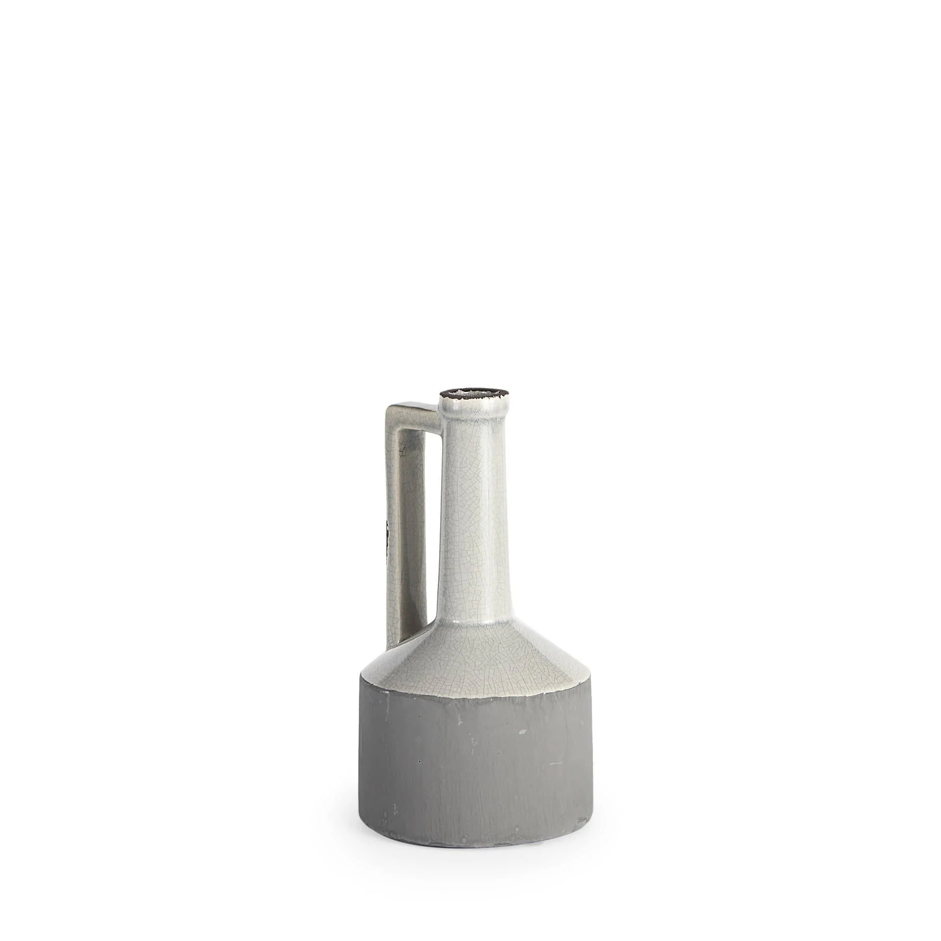 9" Gray and Off White Ceramic Jug Vase - Image 8