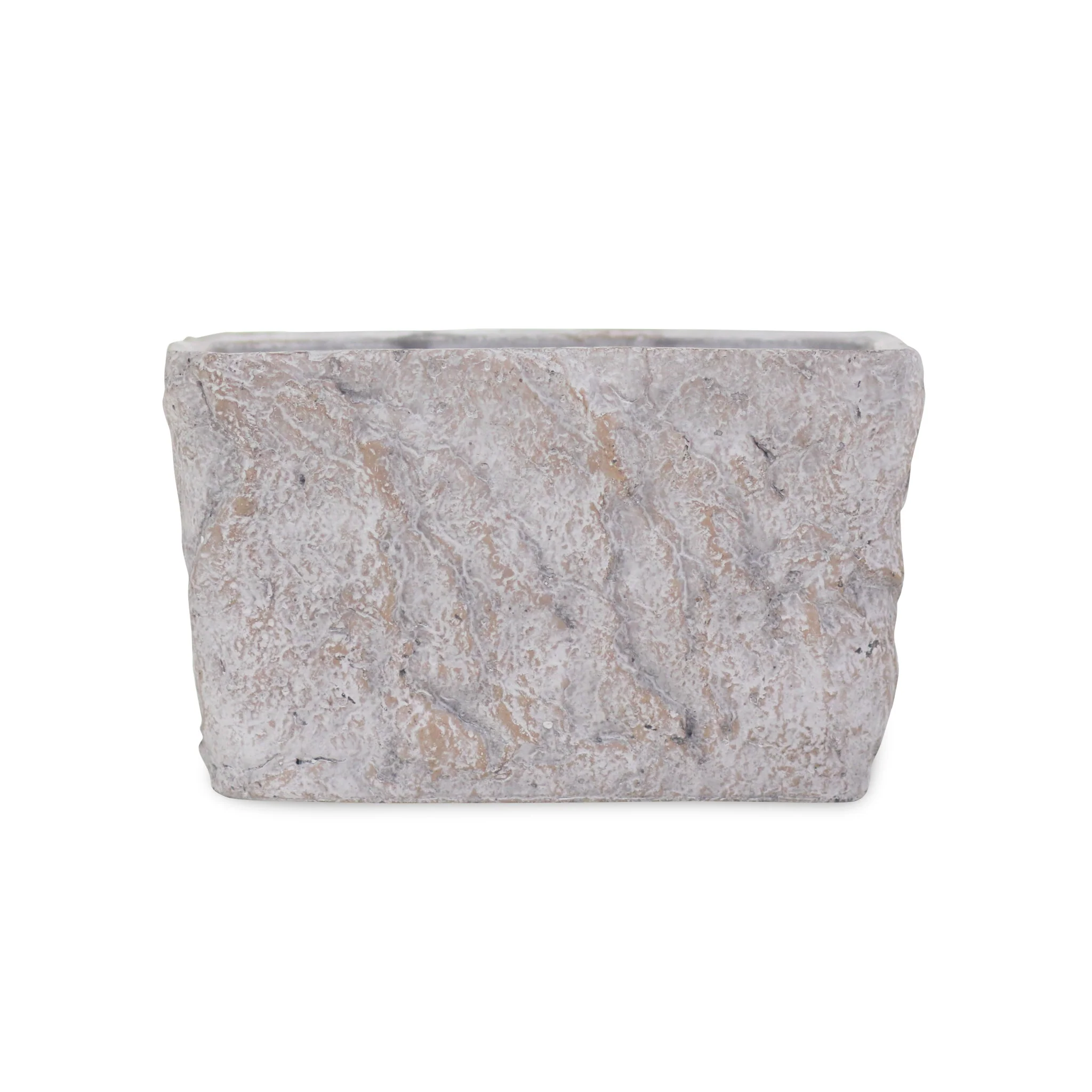 9" Gray Speckle Glaze Cement Indoor Outdoor Rectangular Pot Planter - Image 5