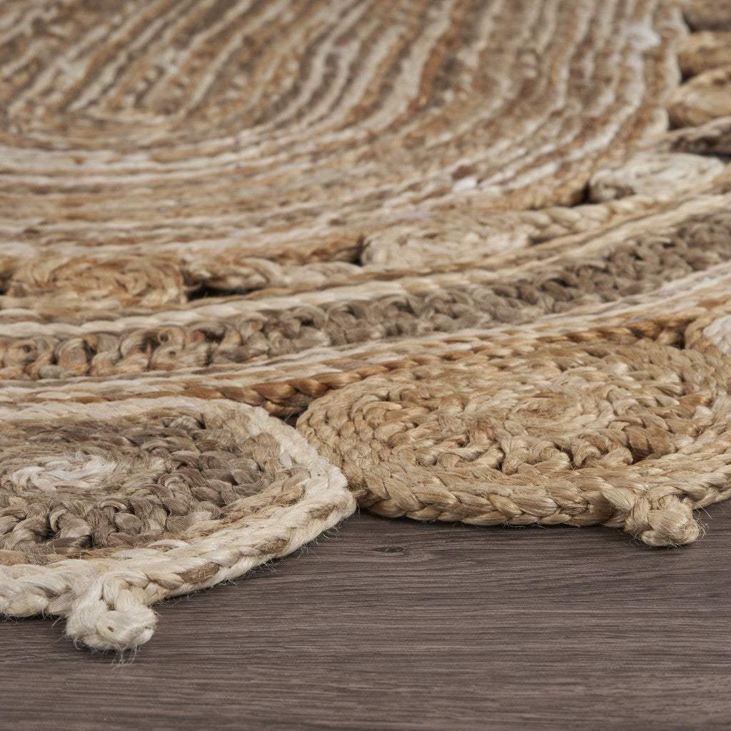 9' Natural Round Hand Braided Area Rug - Image 2